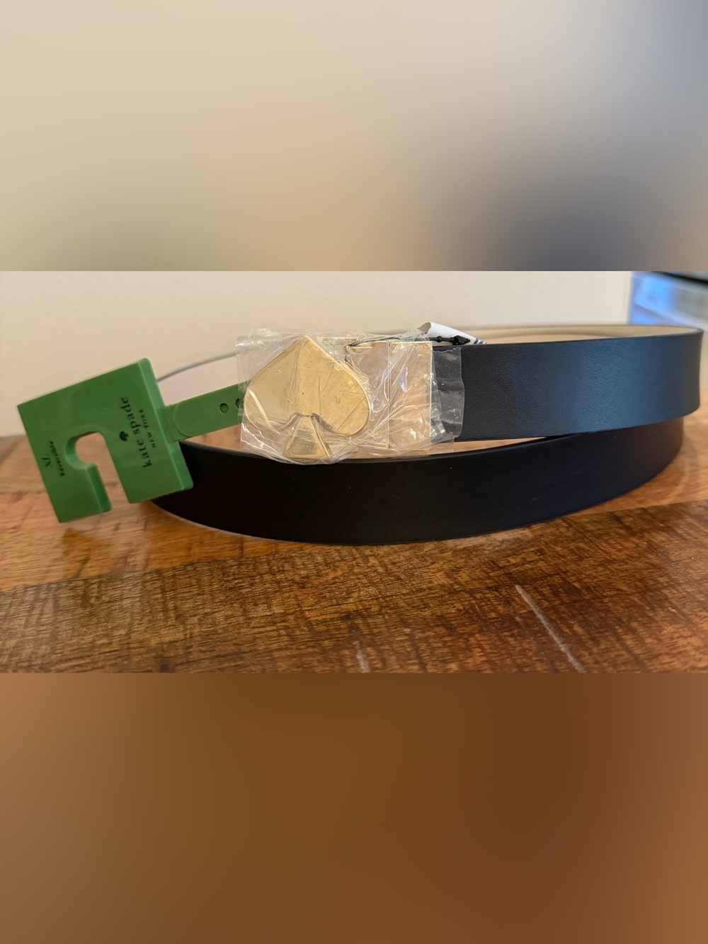 kate spade Black & White Reversivle Belt with Gold Heart Buckle Size XL NWT
